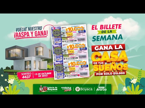 Lotería de Boyacá 😁Sorteo 4437 | Gana la casa de tus sueños #CanalTelesantiago 15 Octubre 2022